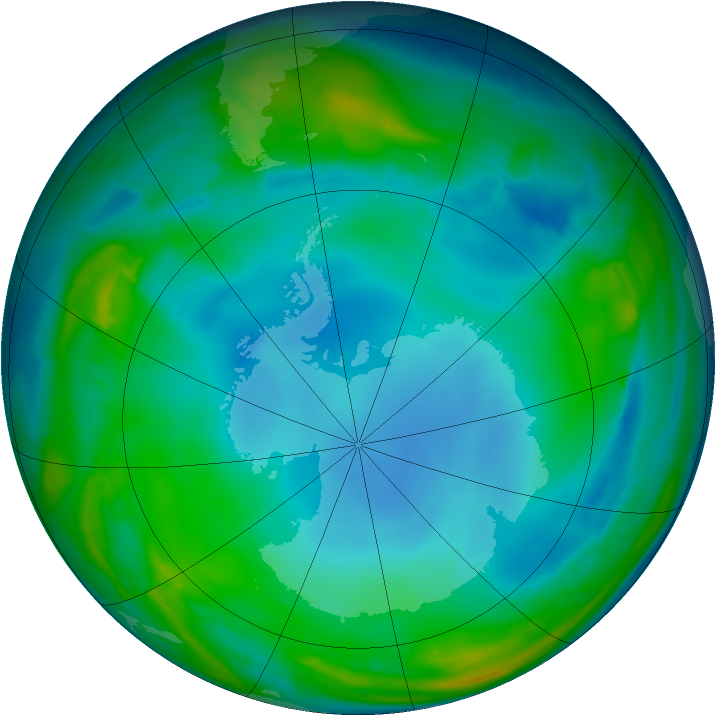 Antarctic ozone map for 08 June 2014